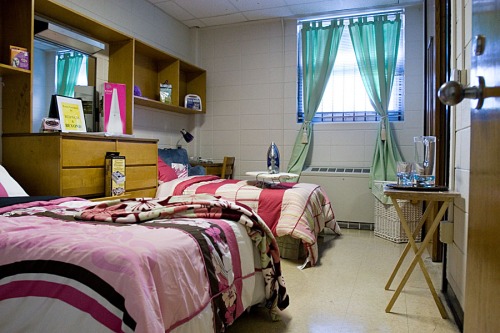 Typical double occupancy room in the Student Center