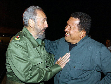 Cuba's Fidel Castro with Venezuela's Hugo Chavez 