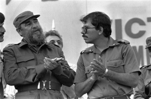 Fidel Castro and Daniel Ortega in Managua in 1985.